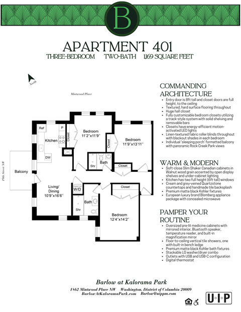 Floor plan for 3 beds, 2 baths, 1221 sqft